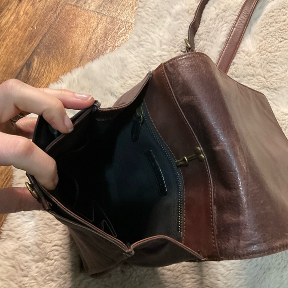 Dries Van Noten Crossbody Small Bag Leather Brown Canvas Brass Inside Hook - Picture 7 of 12